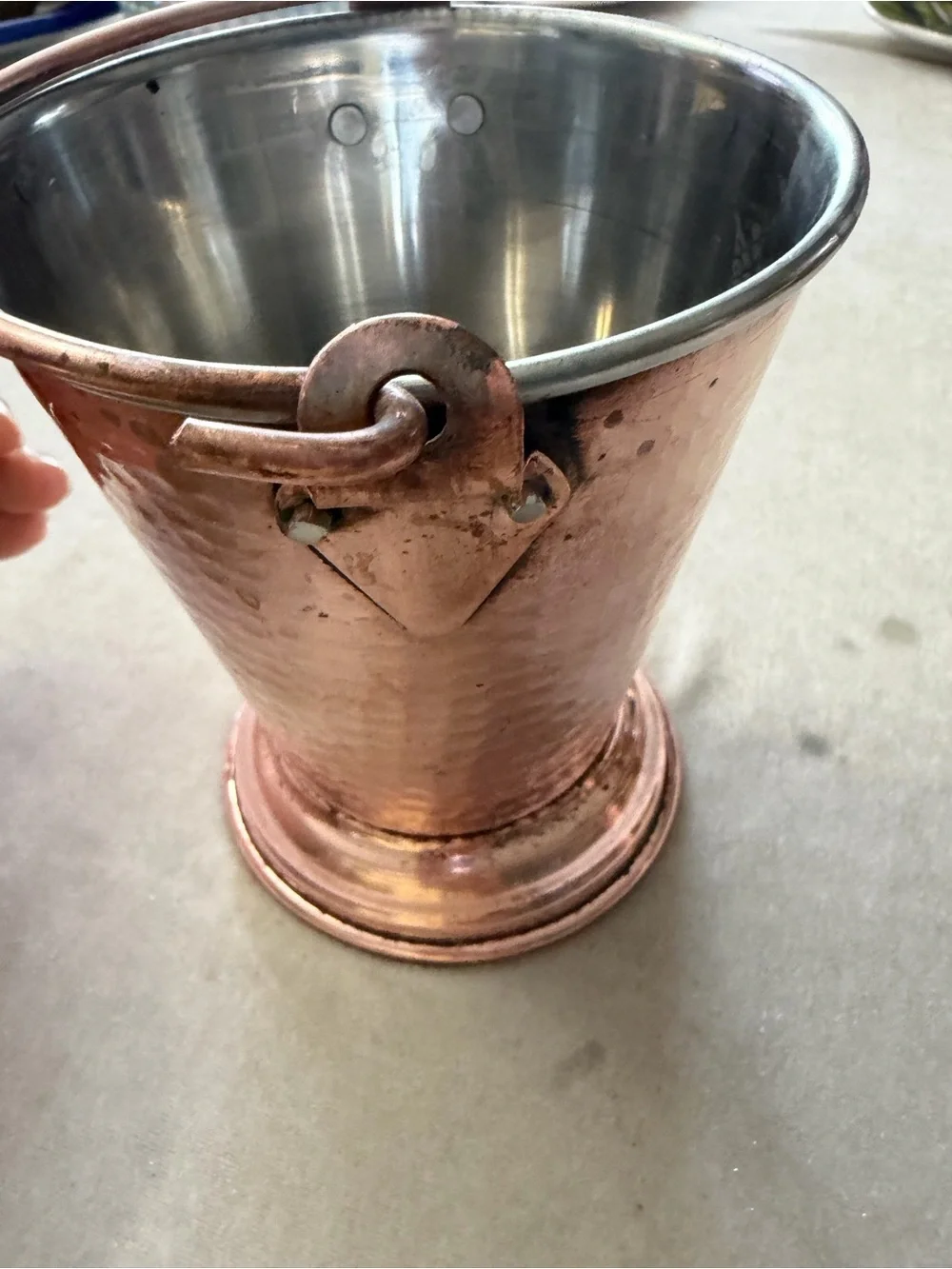 Hand-Hammered Copper Mini Bucket - Picture 5 of 7